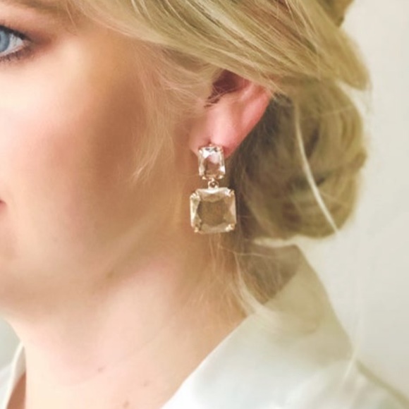 Crystal square drop earrings - Picture 4 of 5